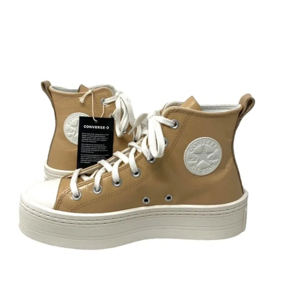 Converse Chuck Modern Lift Platform Leather Shoes Women's Embossed Skate A07658C